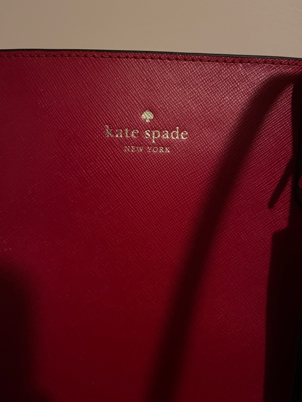 NWOT..kate spade Red Leather Tote with Double Straps - Picture 2 of 11